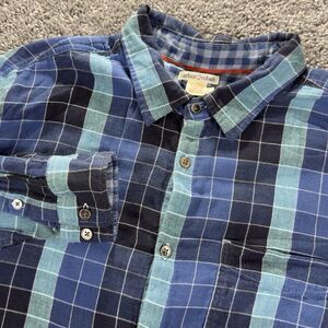 Carbon 2 Cobalt Men's Large Cotton Blue Plaid Long Sleeve‎ Flannel Shirt Button